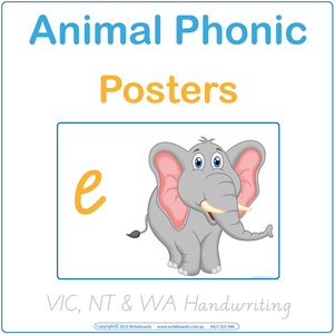 VIC Phonic Posters to brighten up your child’s room, Animal Phonic Posters using VIC School Handwriting