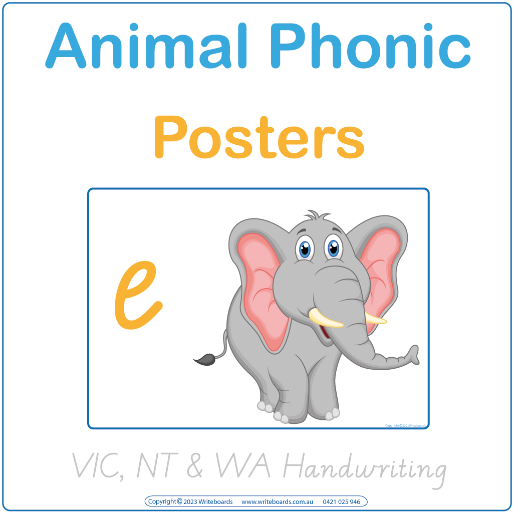 VIC Phonic Posters to brighten up your child’s room, Animal Phonic Posters using VIC School Handwriting