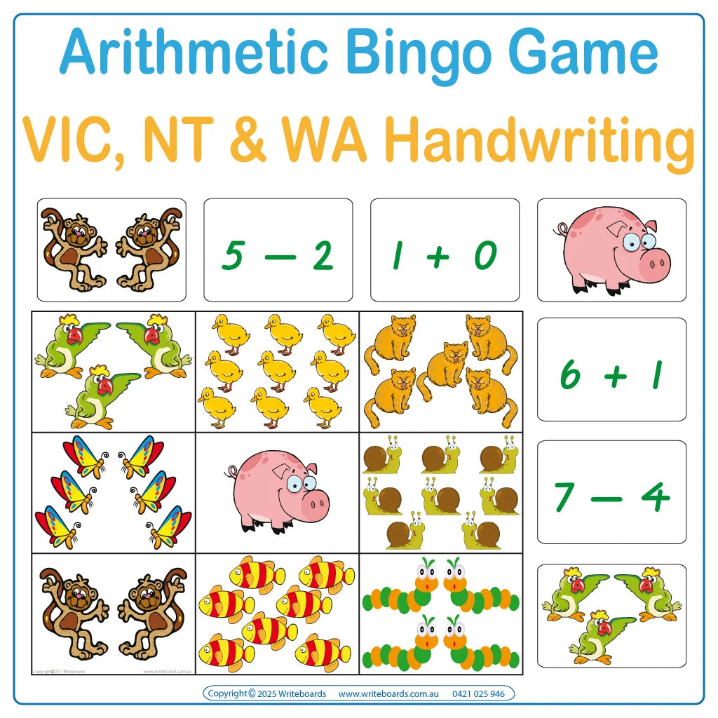 Teach Your Child to Add and Subtract to 12 using VIC Modern Cursive Font Ages 3+