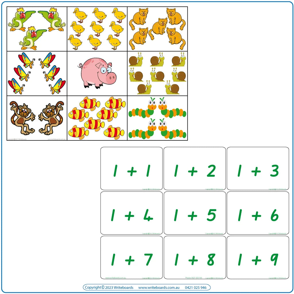 Teach your child counting-addition and subtraction with the QCursive Arithmetic Bingo Game for QLD kids