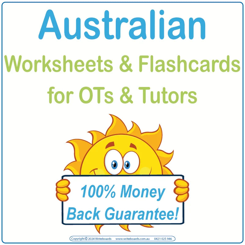 Australian Worksheets for Therapists, Aussie Alphabet Tracing Worksheets for Tutors, Printable Australian Worksheets for Occupational Therapists