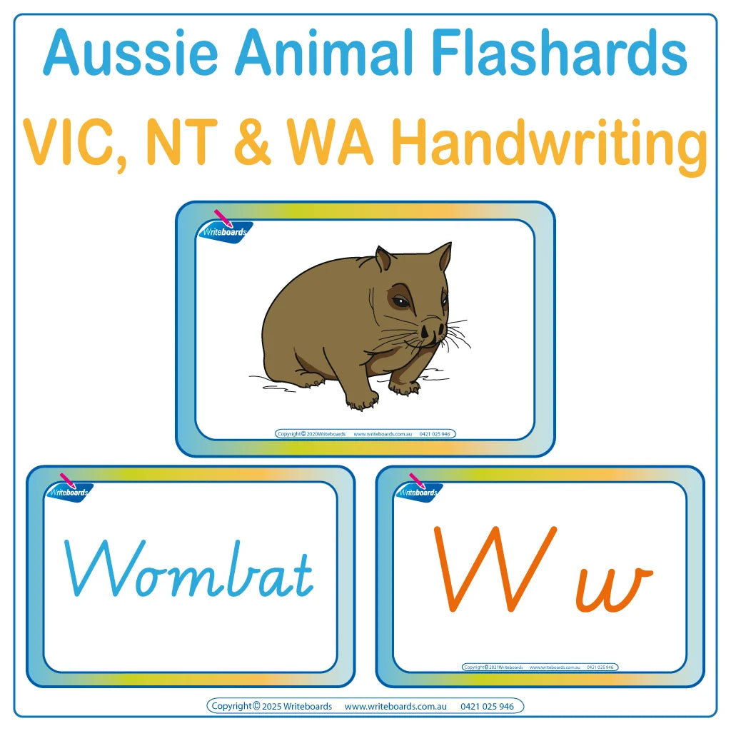 VIC Modern Cursive Font Australian Animal Flashcards for Kids include 108 Flashcards for Ages 3+