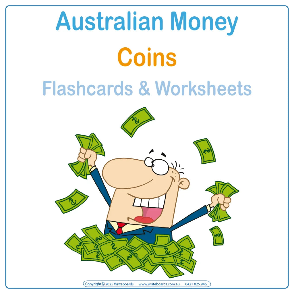 Teach your child how to manage money with Australian Money Pack One including 80 pages
