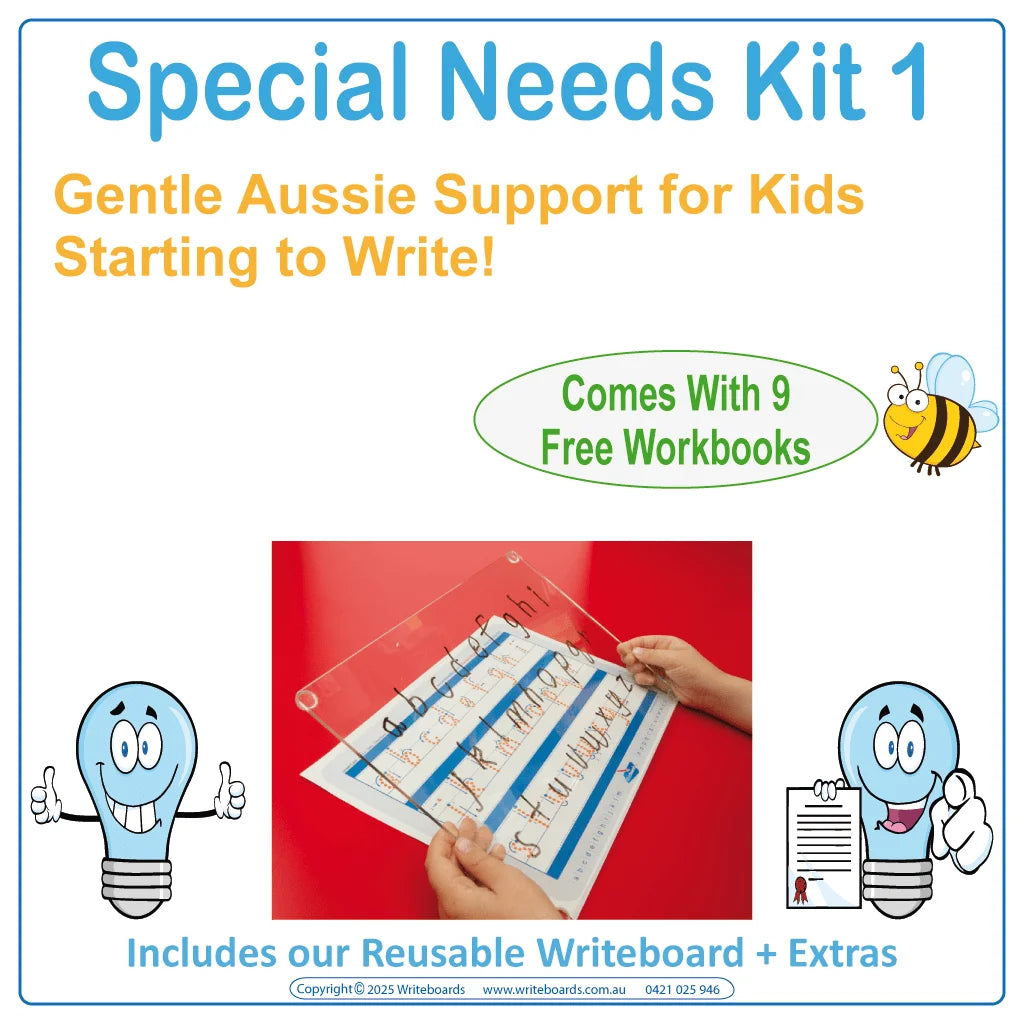 Special Needs Aussie Handwriting Kit will help your child learn the easiest way possible