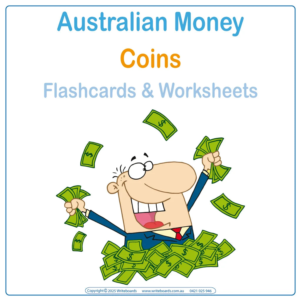 Aussie Money Worksheets and Flashcards for Occupational Therapists and Tutors 
