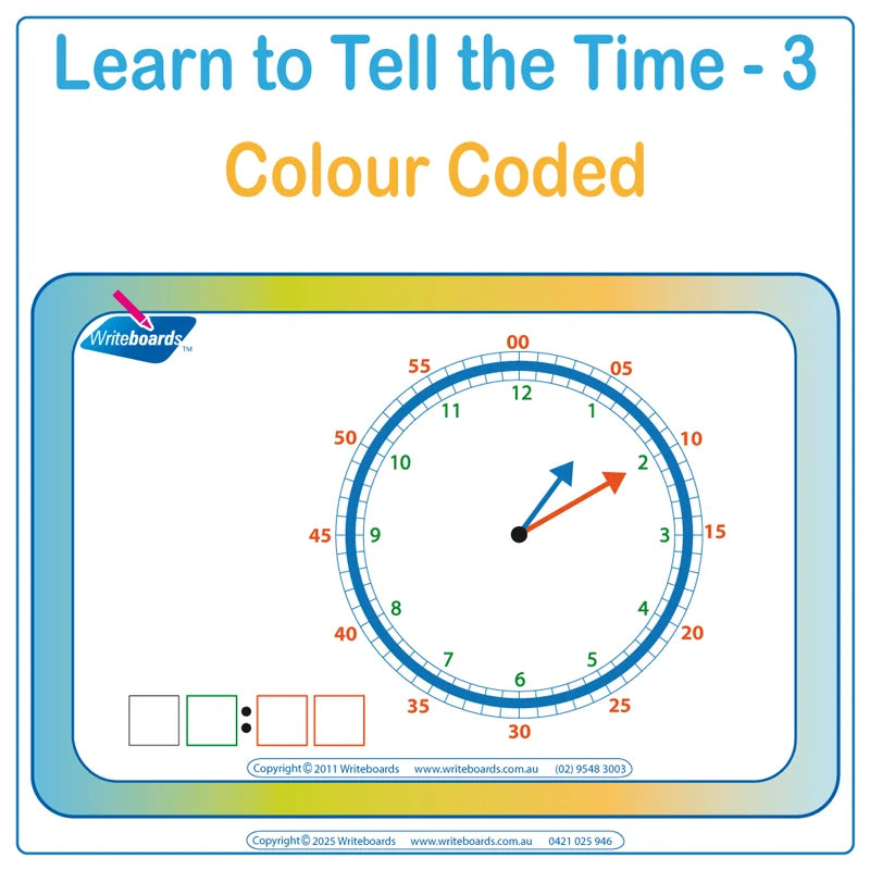 Aussie Special Needs Kit 2 includes Learn to Tell Time Worksheets & Flashcards
