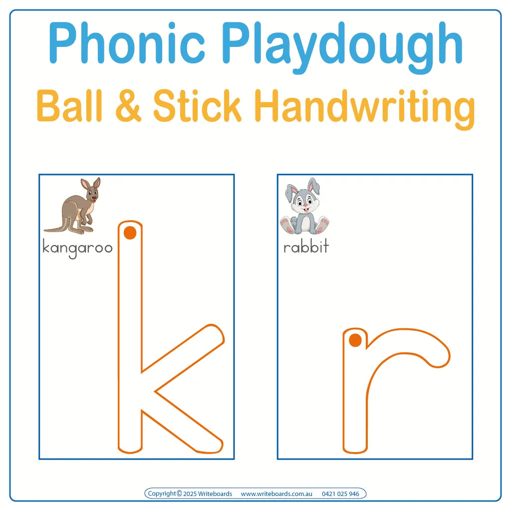 Large Phonic Alphabet Tracing Worksheets using Ball and Stick Handwriting ages 3+