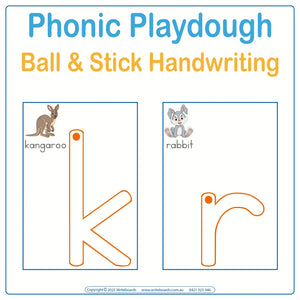 Large Phonic Alphabet Tracing Worksheets using Ball and Stick Handwriting ages 3+