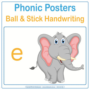 Colorful Animal Phonic Posters using Ball and Stick Handwriting