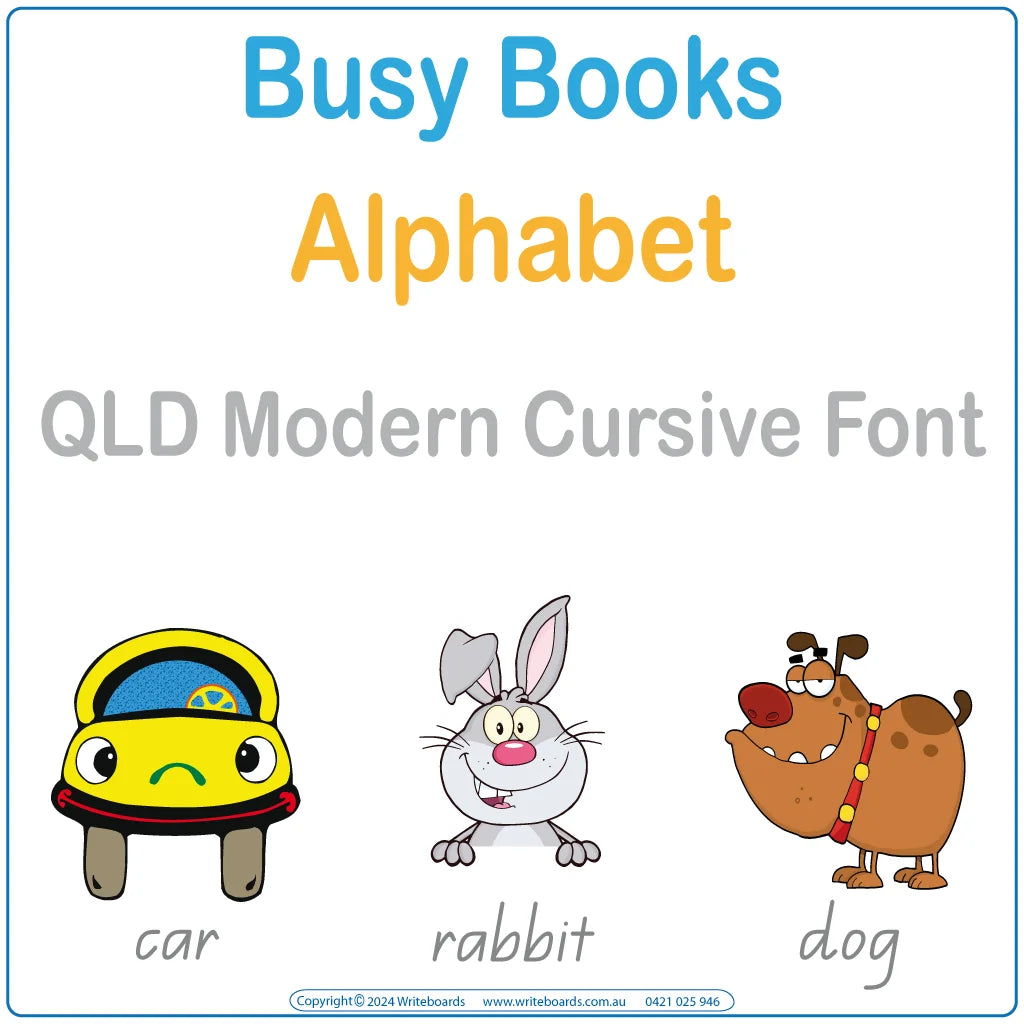 Teach the alphabet with ease using this QLD Modern Cursive Font Busy Book including 27 pages