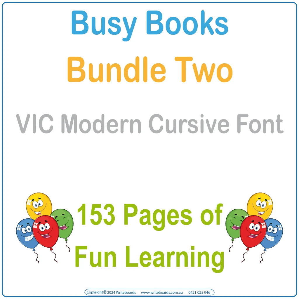 VIC Modern Cursive Busy Book Bundle Two is a perfect for your classroom with 153 pages