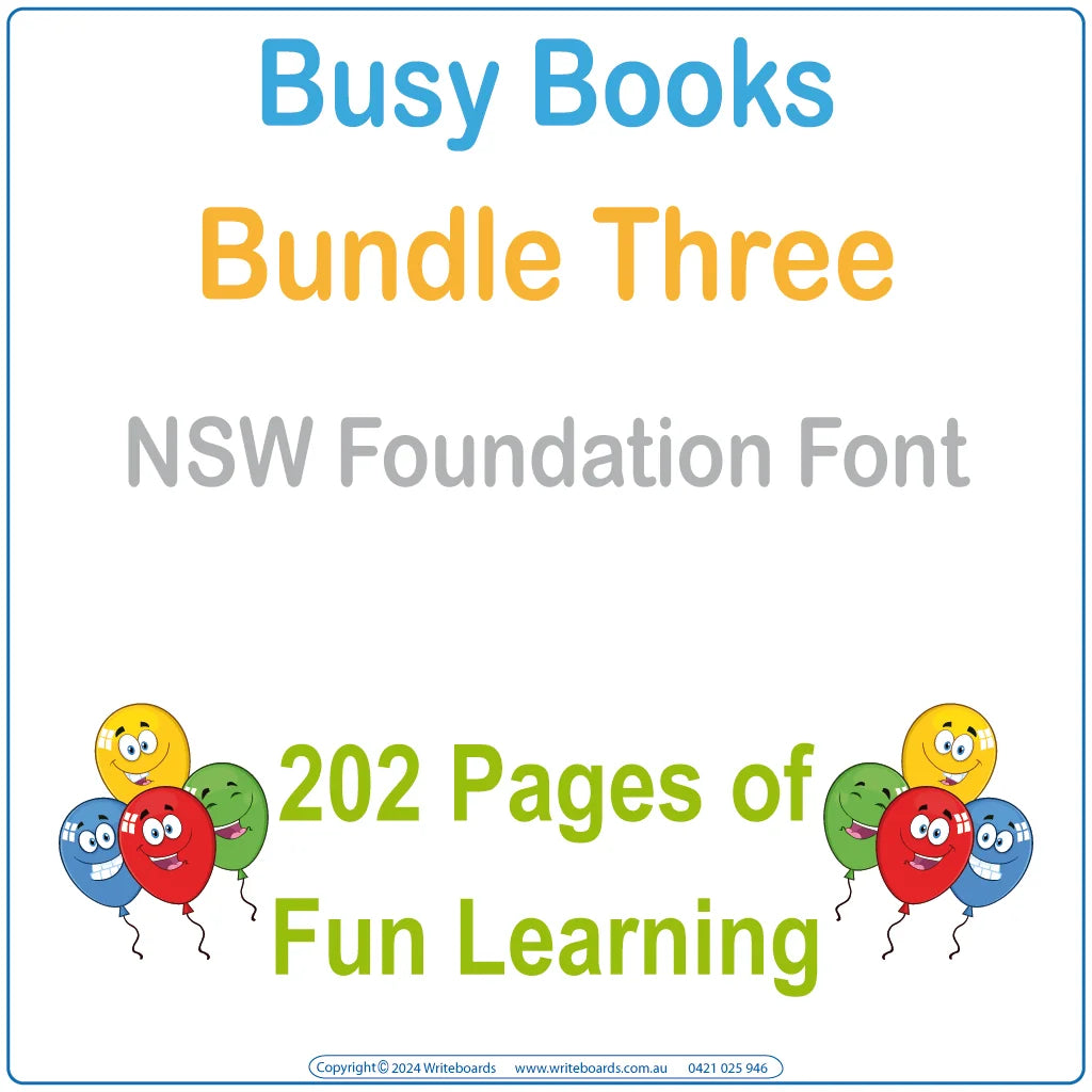 Empower your classroom with NSW Foundation Font Busy Book Bundle Three for NSW & ACT Teachers