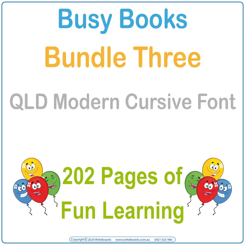 QLD Modern Cursive Font Busy Book Bundle Three includes 202 interactive pages for your classroom