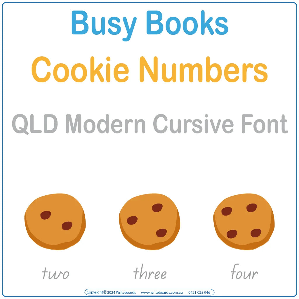 QLD Modern Cursive Font Counting Busy Book has 21 pages of hands-on activities to teach numbers