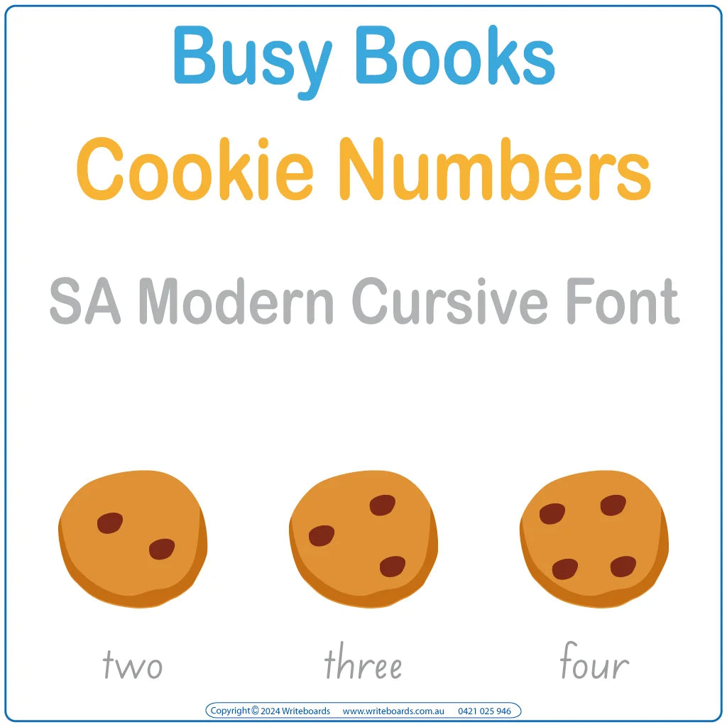 SA Modern Cursive Font Counting Busy Book has 21 pages of hands-on activities to teach numbers