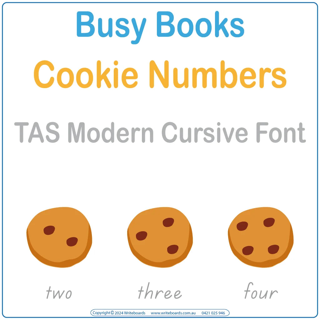 TAS Modern Cursive Font Counting Busy Book has 21 pages of hands-on activities to teach numbers