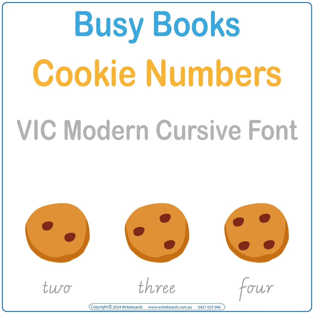 VIC Modern Cursive Font Counting Busy Book has 21 pages of hands-on activities to teach numbers