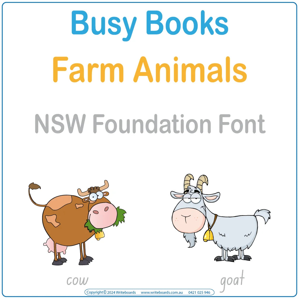 Teach your students about farm animals with this NSW Foundation Font Busy Book