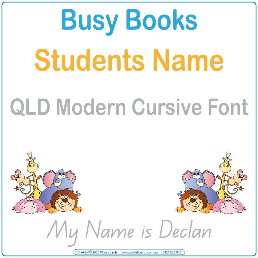 QLD Modern Cursive Font Busy book for teachers helping students learn their names