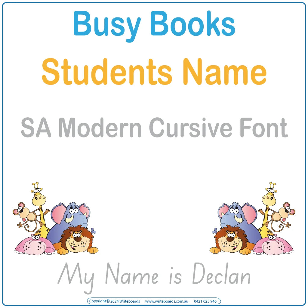 SA Modern Cursive Font Busy book for teachers helping students learn their names