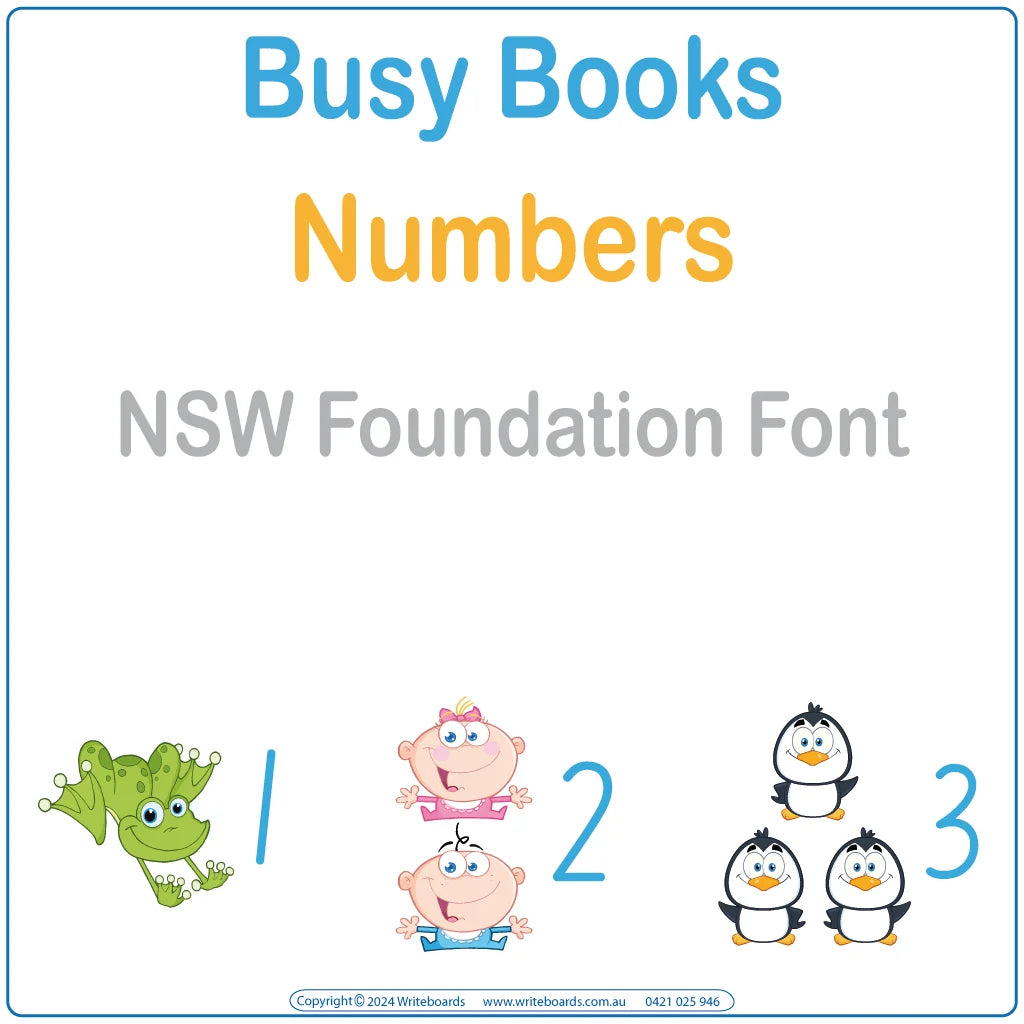 Teach numbers with this NSW Foundation Font Busy Book that includes 34 interactive pages