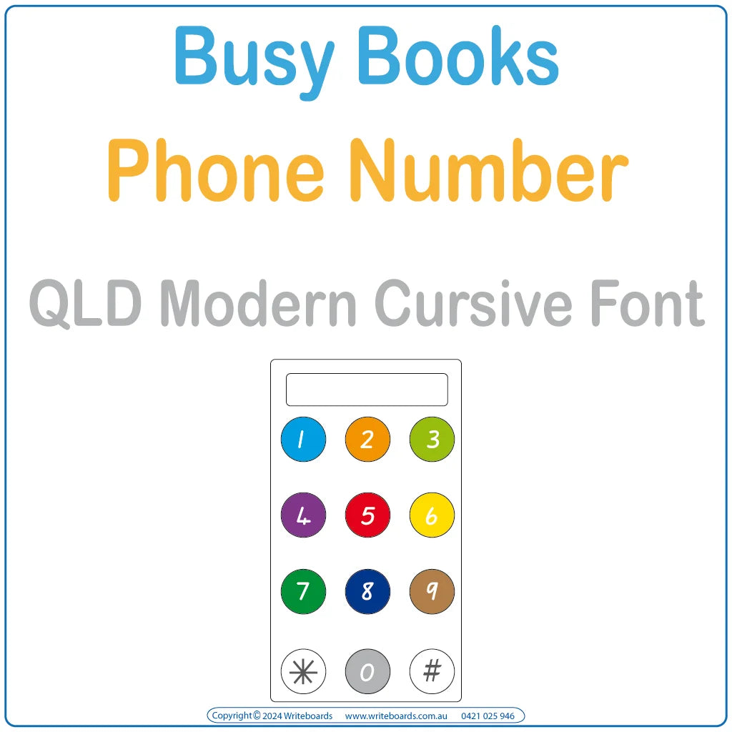 Teach your students their phone number using this interactive QLD Modern Cursive Busy Book