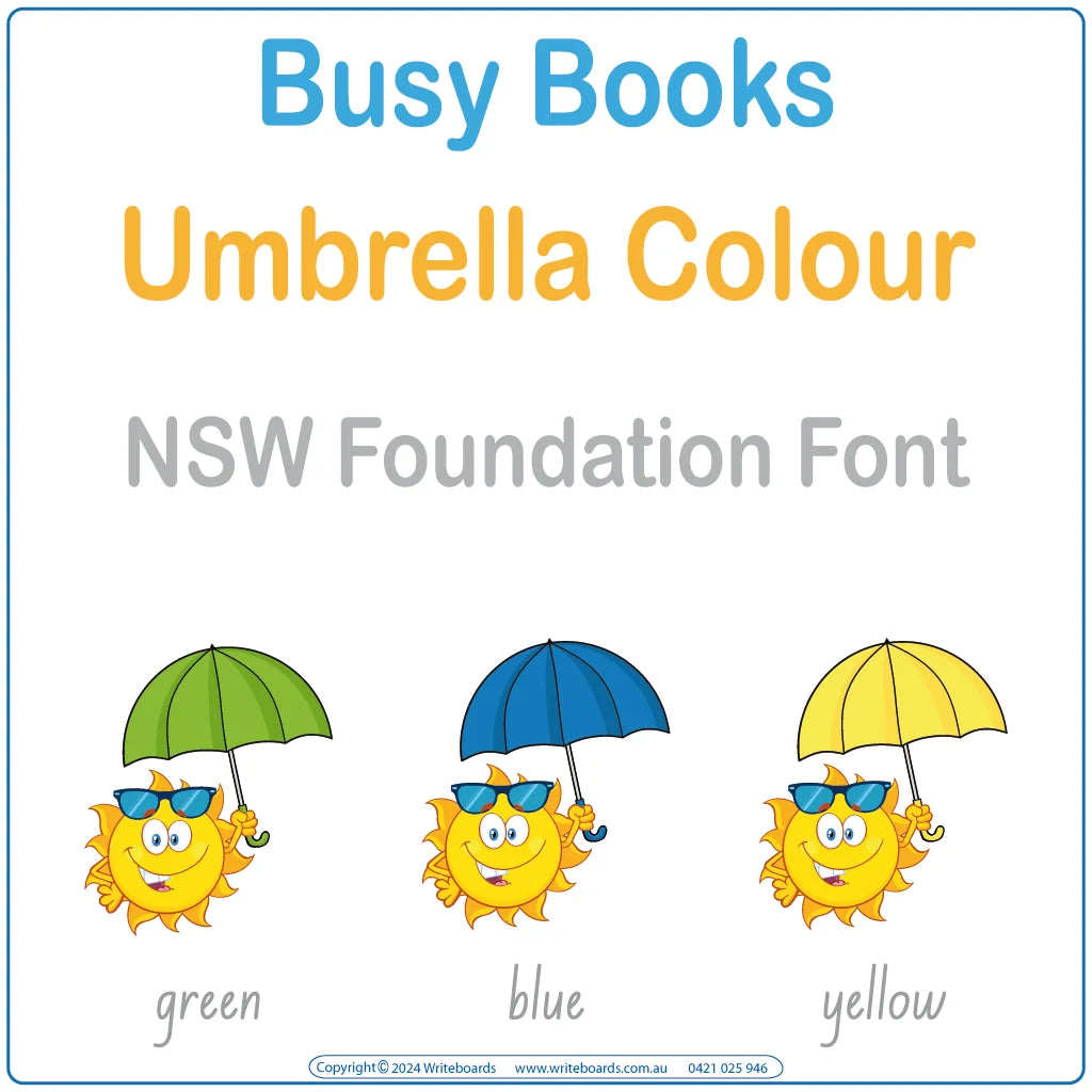 Teach colour recognition and handwriting with this 12-page Colours Busy Book in NSW Foundation Font