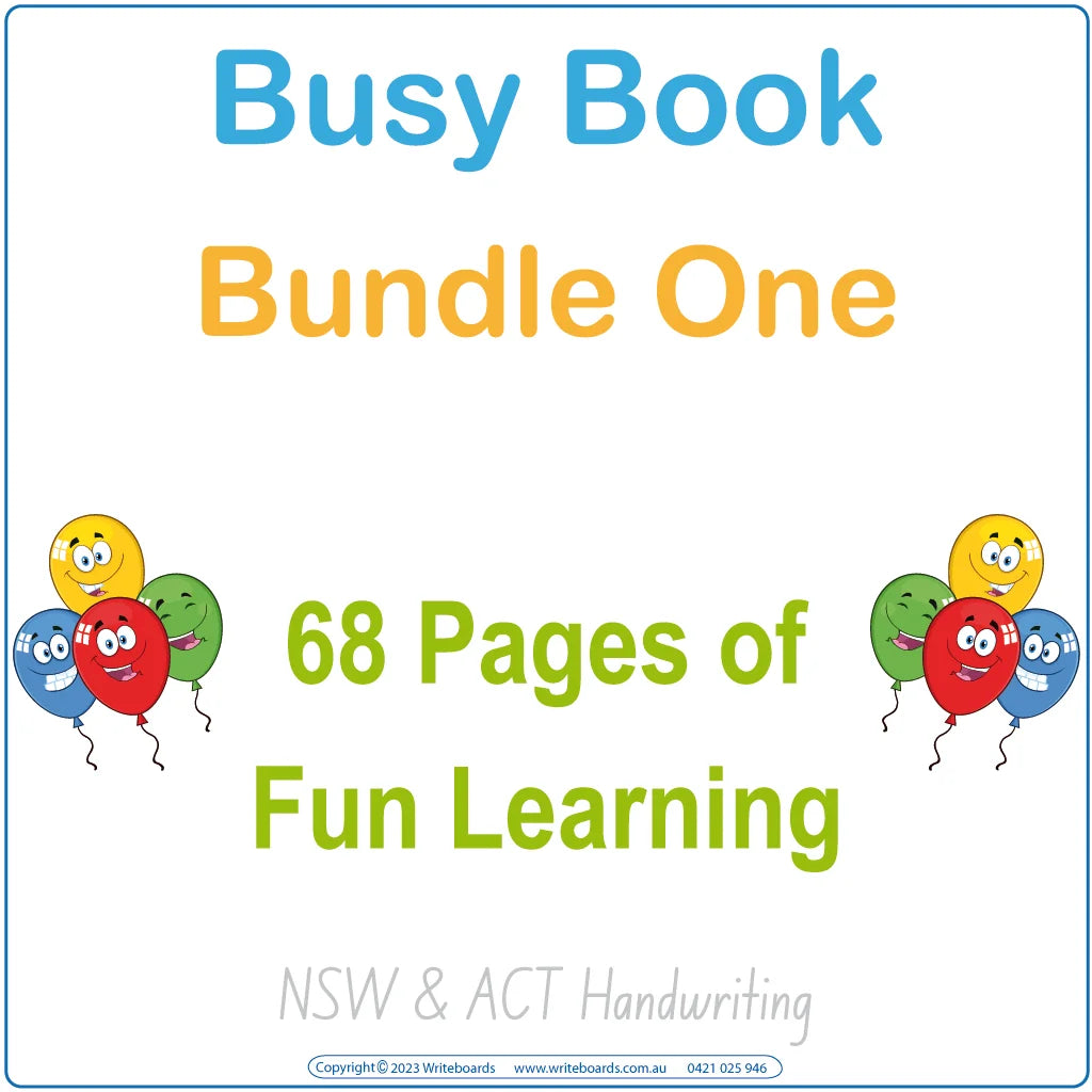 NSW Foundation Font Busy Book Bundle One includes your child’s name & phone number + more