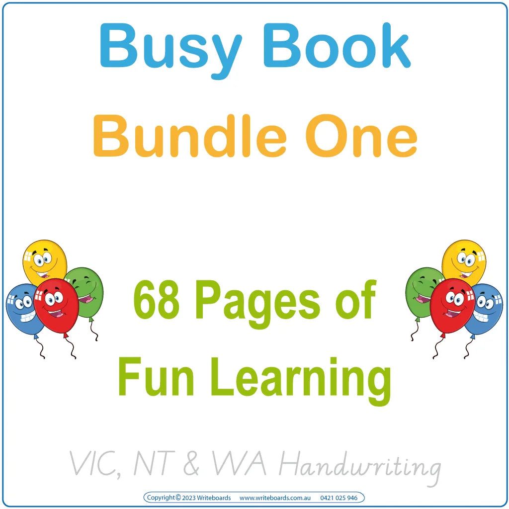 Busy Book Bundles for Kids completed using VIC School Handwriting, Quiet Books using VIC School Handwriting