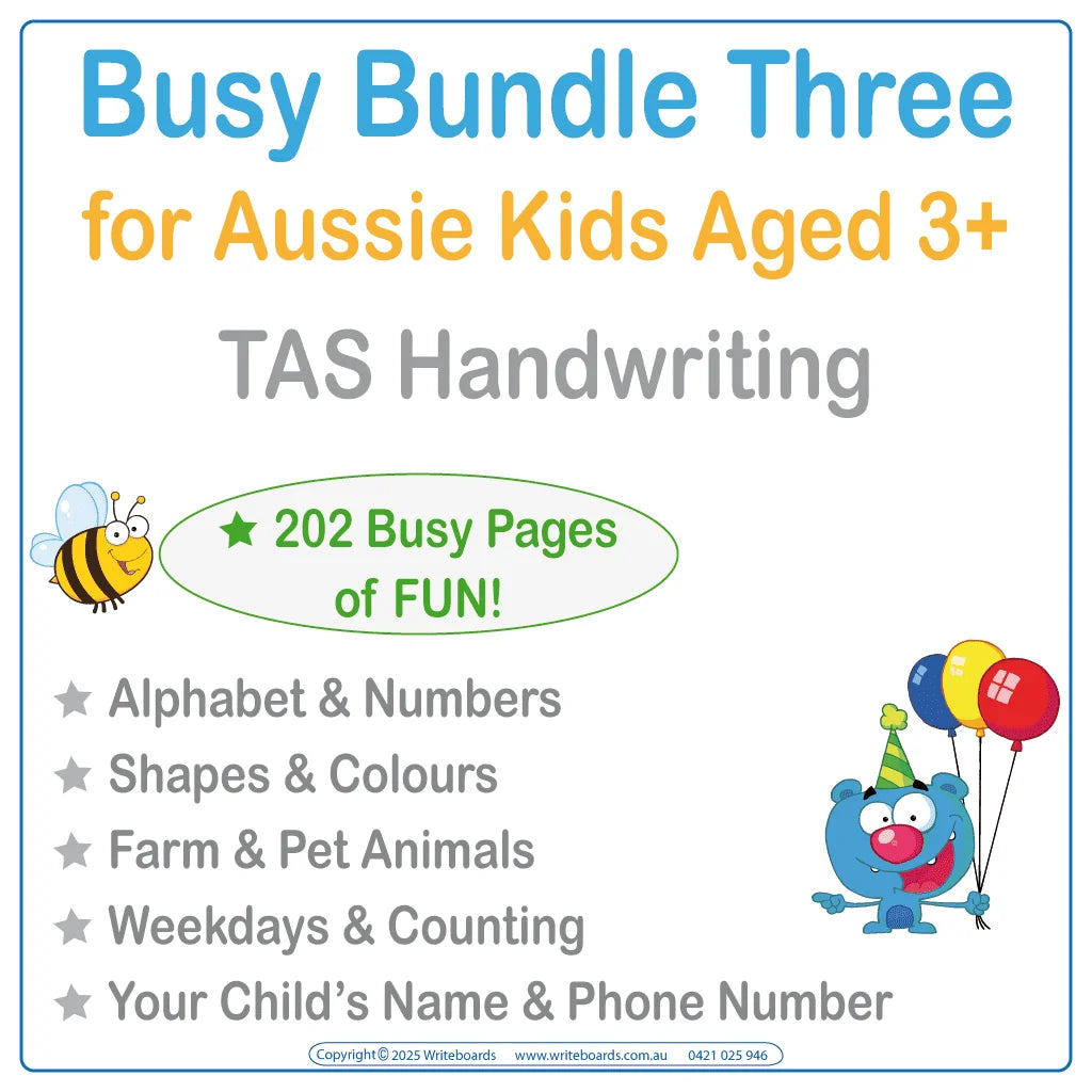Busy Book Bundle Three for Aussie Kids in TAS aged 3+ include 8 Busy Books