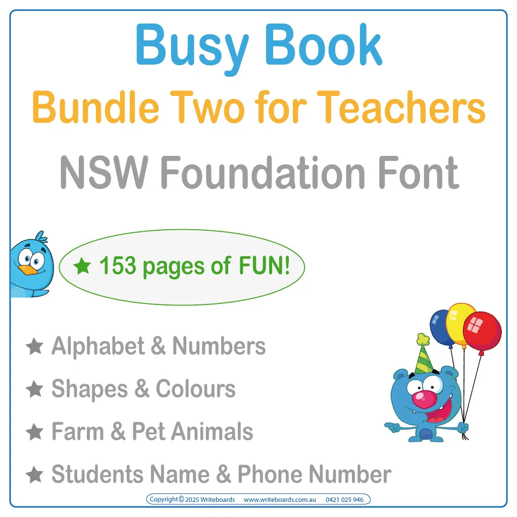 NSW Foundation Font Busy Book Bundle Two is a perfect for your classroom with 153 pages