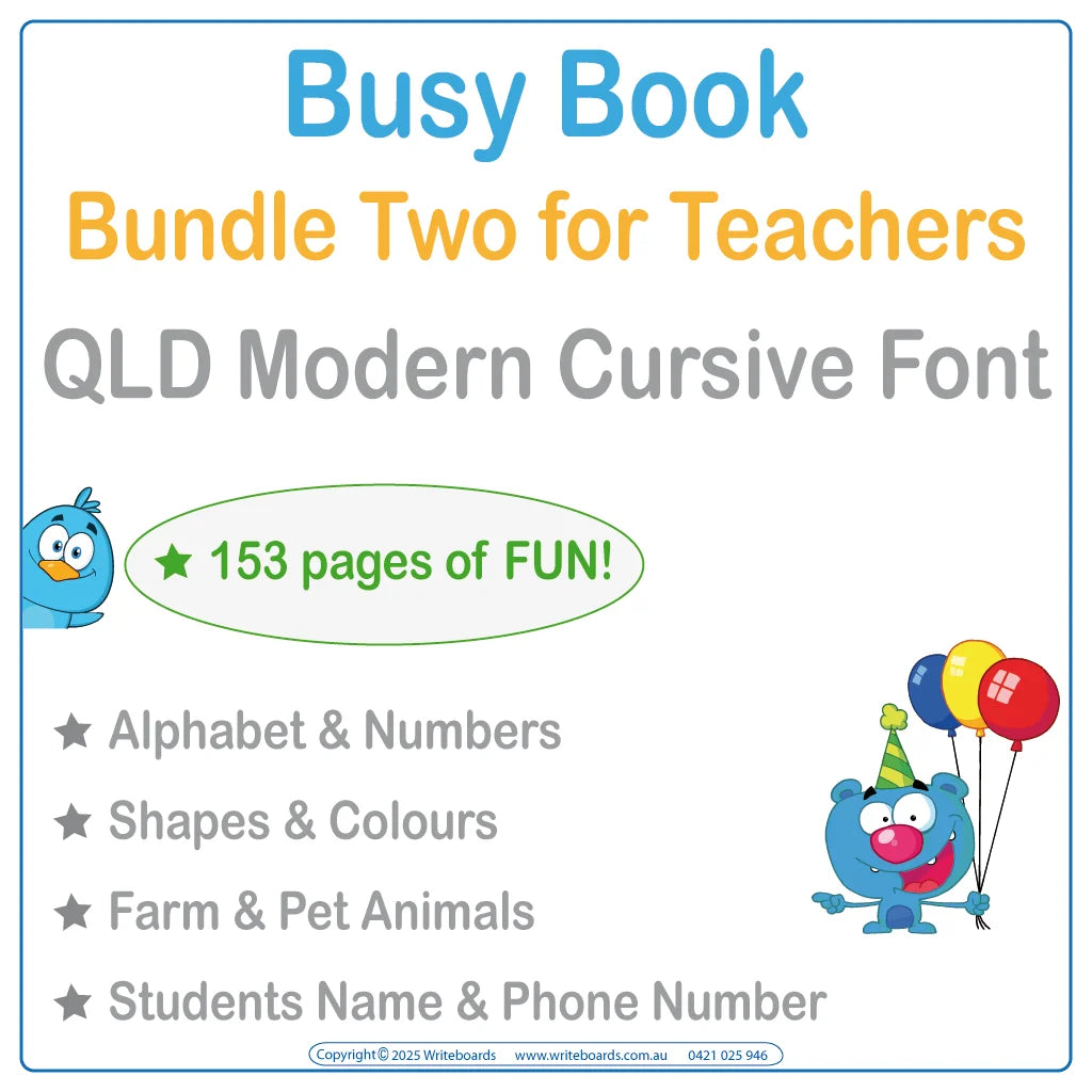 QLD Modern Cursive Busy Book Bundle Two is a perfect for your classroom with 153 pages