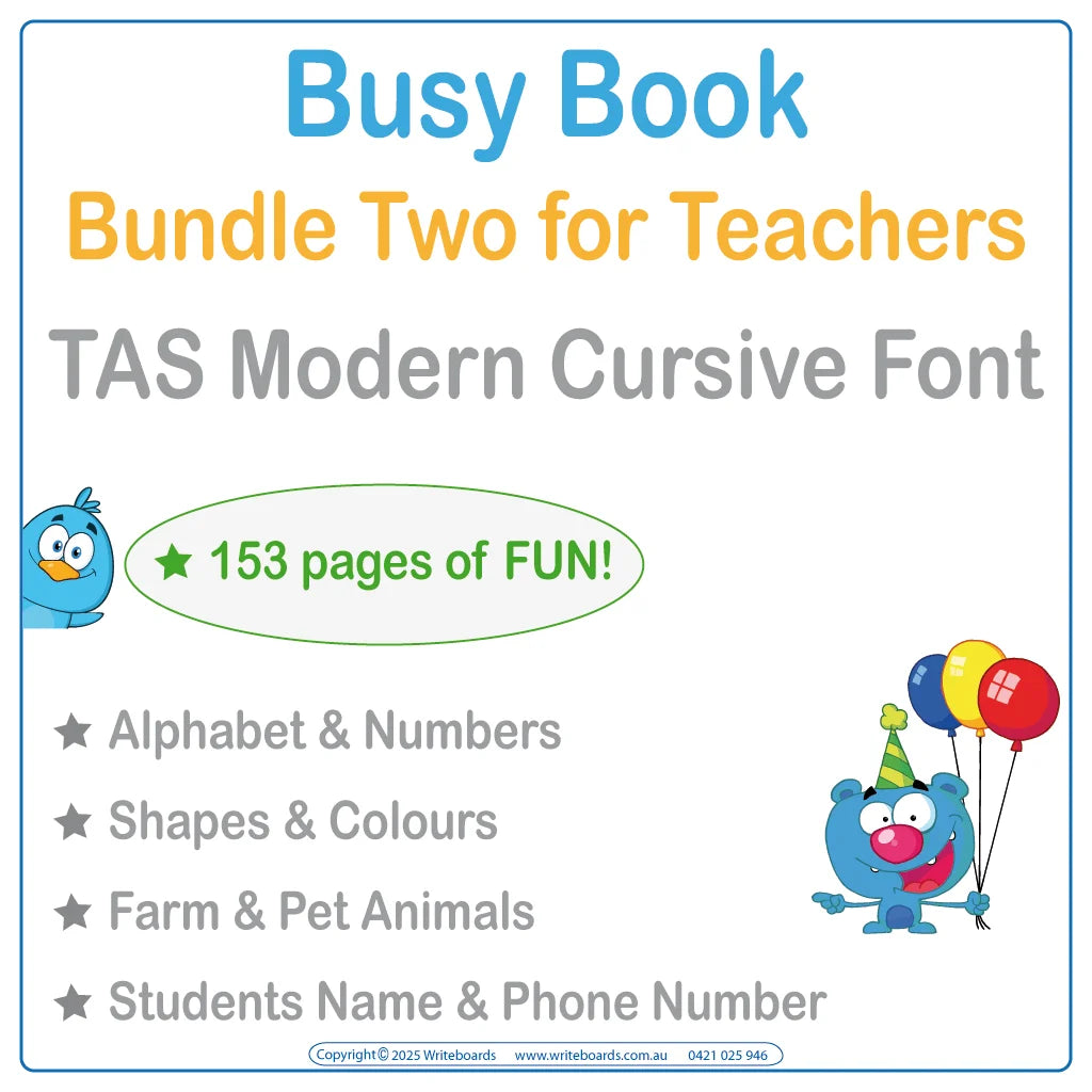 TAS Modern Cursive Busy Book Bundle Two is a perfect for your classroom with 153 pages