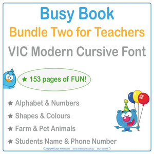 VIC Modern Cursive Busy Book Bundle Two is a perfect for your classroom with 153 pages