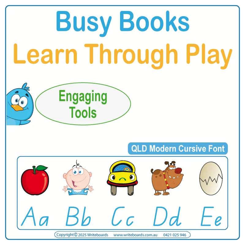 QLD Modern Cursive Font Busy Books for Teachers – interactive alphabet & number practice + more