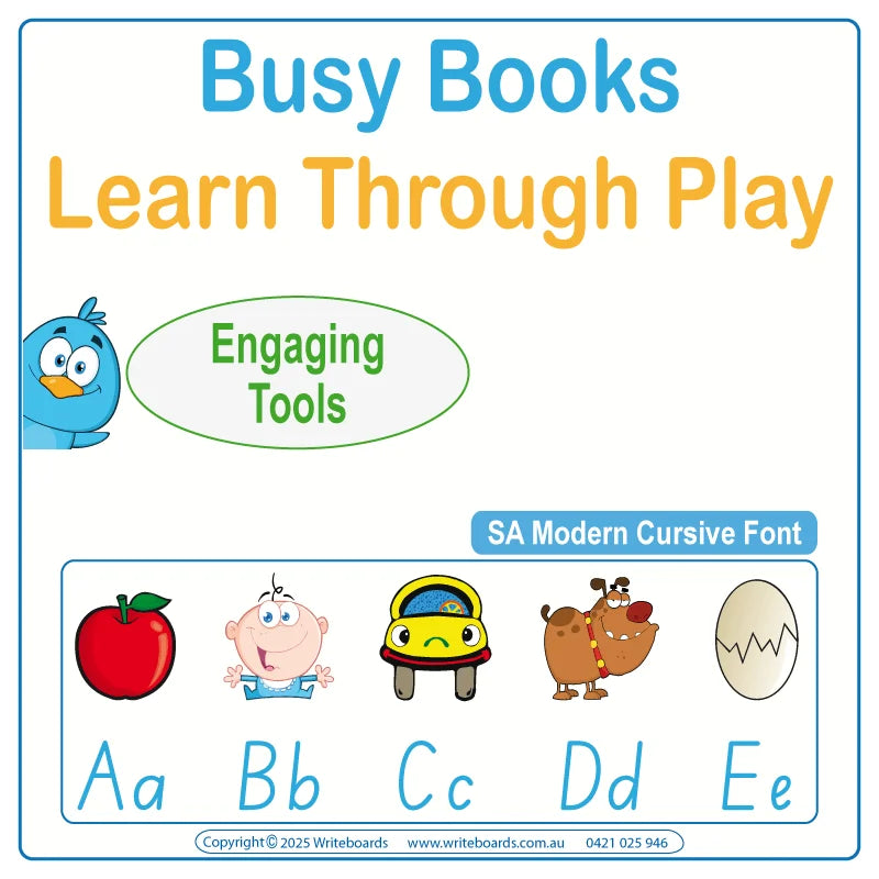 SA Modern Cursive Font Busy Books for Teachers – interactive alphabet & number practice + more