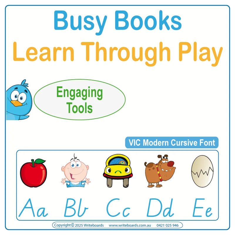 VIC Modern Cursive Font Busy Books for Teachers – interactive alphabet & number practice + more