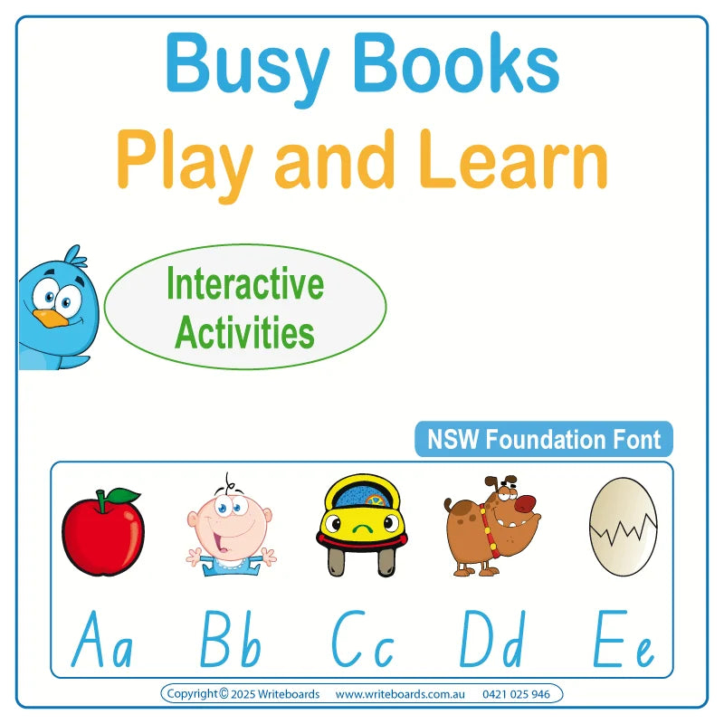 NSW Foundation Font Busy Books for Childcare and Preschool – interactive alphabet & number practice + more