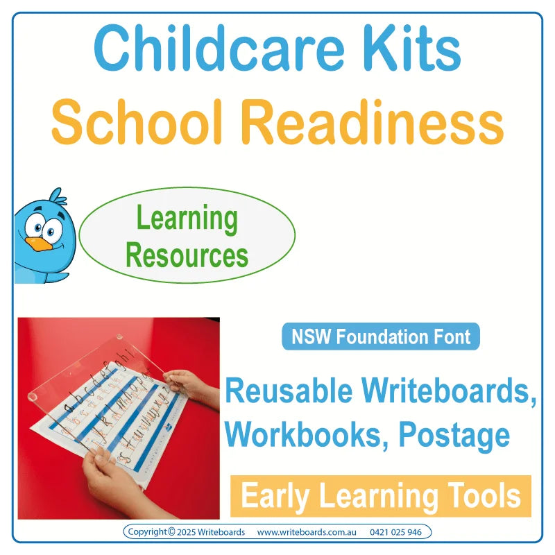 NSW Foundation Font Reusable Preschool and Childcare Kits – reusable Writeboards plus free handwriting resources