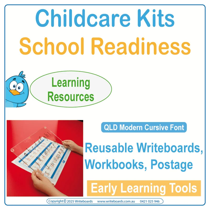 QLD Modern Cursive Reusable Pre-prep and Kindergarten Kits – reusable Writeboards plus free handwriting resources