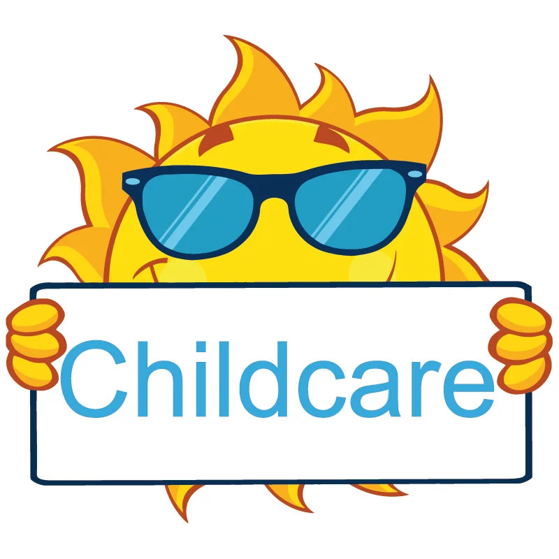 smiling sun with Childcare category written on it 