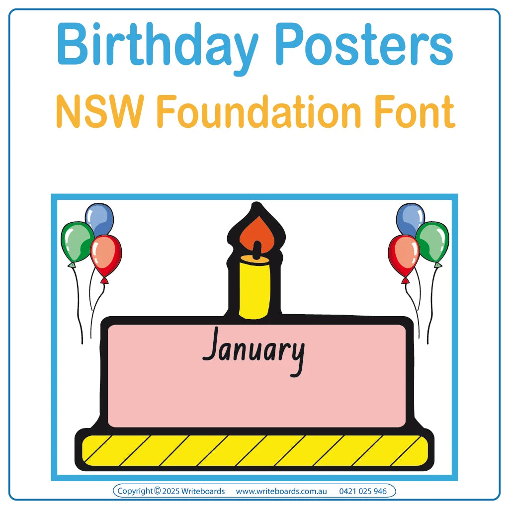 NSW Foundation Font Birthday Posters for Teachers & Educators