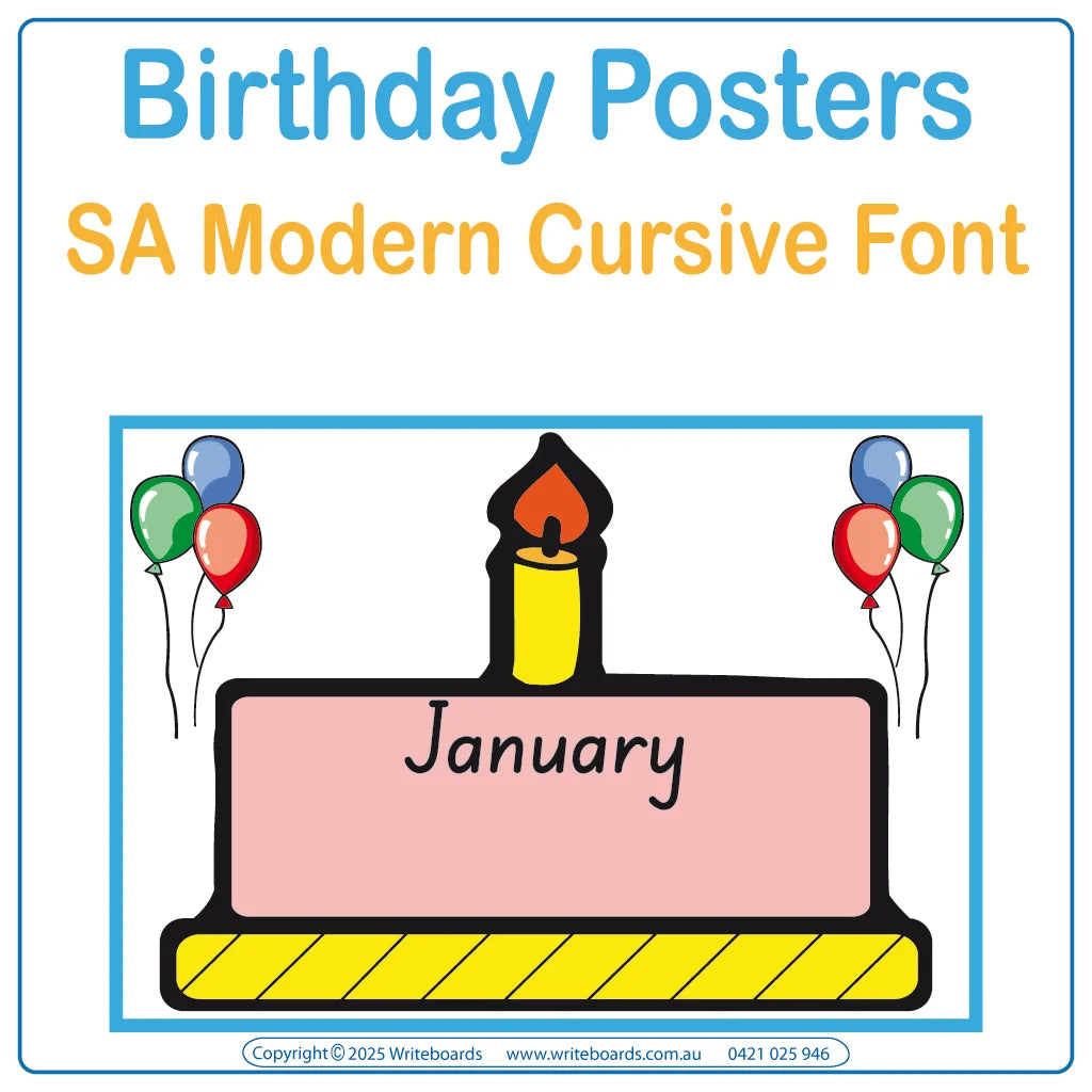 SA Modern Cursive Font Birthday Posters for Teachers & Educators
