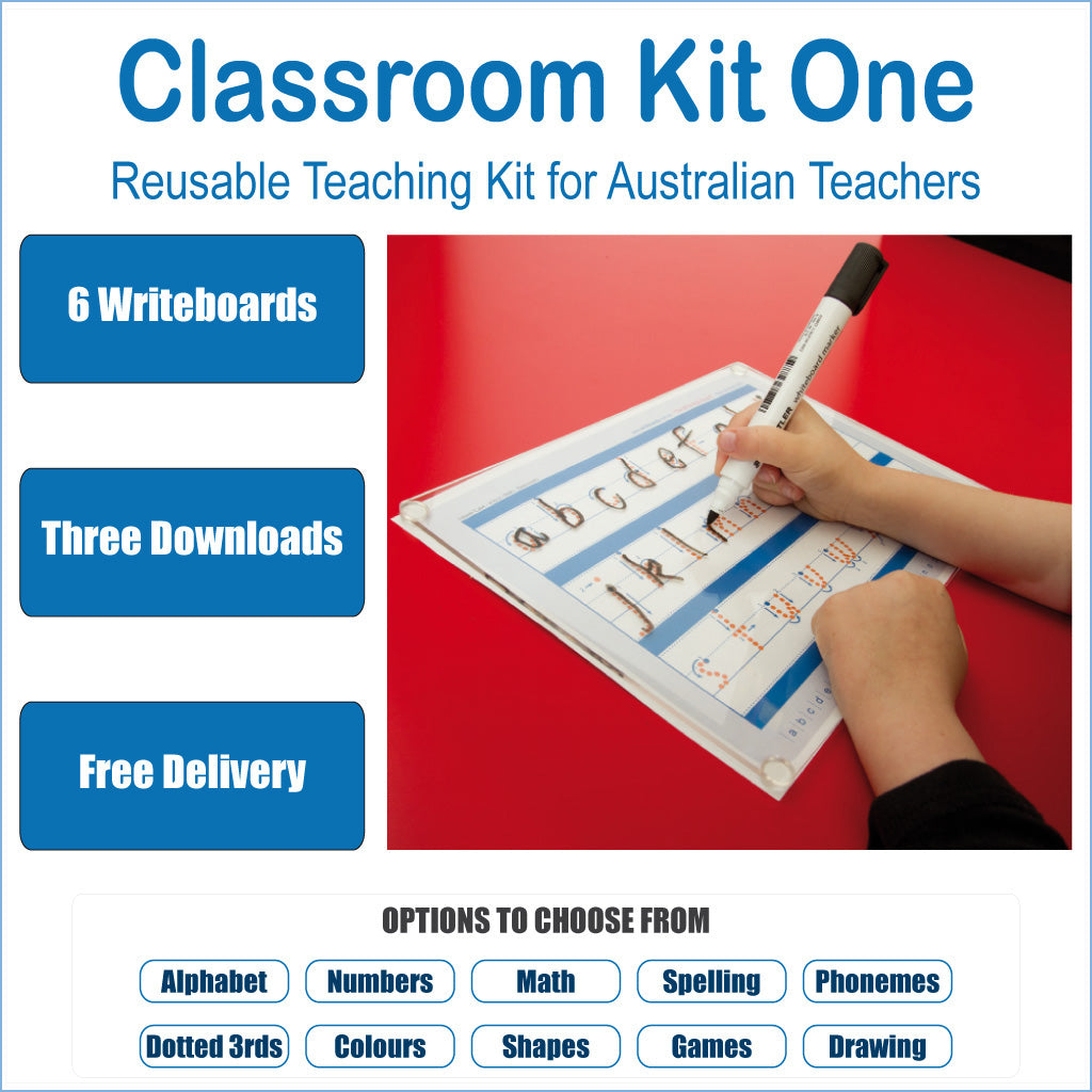 Reusable Classroom Kit for Australian Teachers includes 6 Reusable Writeboards & Downloadable Resources 