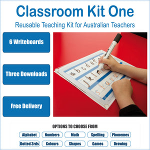 Reusable Classroom Kit for Australian Teachers includes 6 Reusable Writeboards & Downloadable Resources 