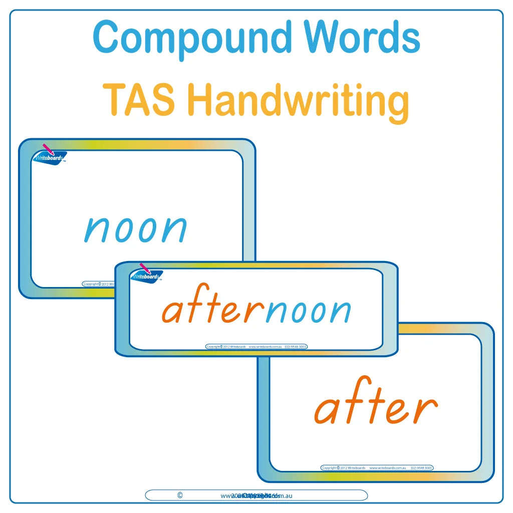 Enhance your child’s reading abilities with TAS Modern Cursive Colour Coded Compound Word Flashcards