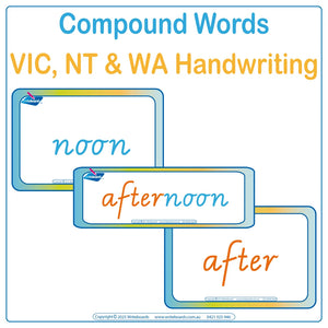 Enhance your child’s reading abilities with VIC Modern Cursive Colour Coded Compound Word Flashcards