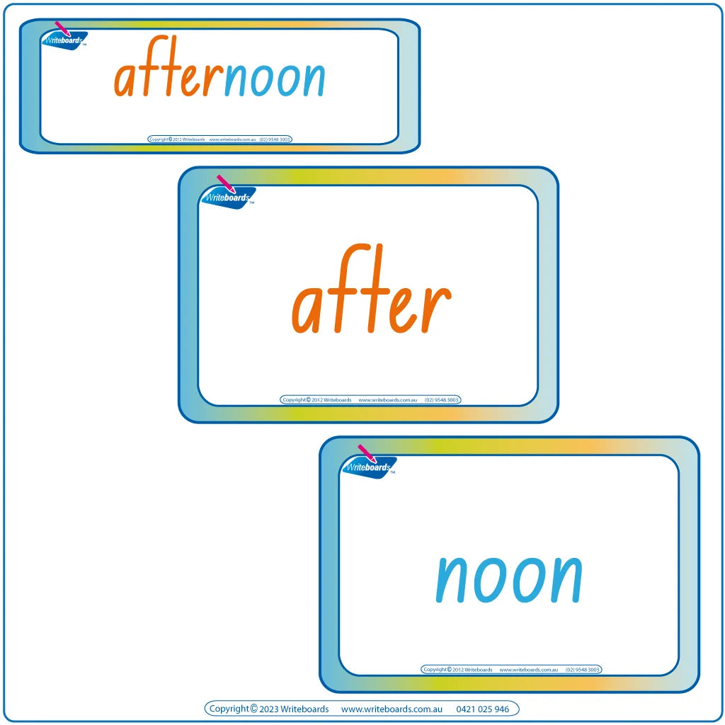 NSW Compound Word Flashcards using NSW & ACT Handwriting, NSW Colour Coded Compound Word Flashcards