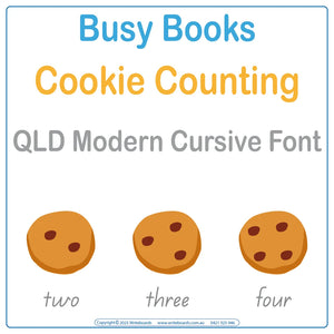 QLD Modern Cursive Font Counting Busy Book has 21 pages of hands-on activities to teach numbers