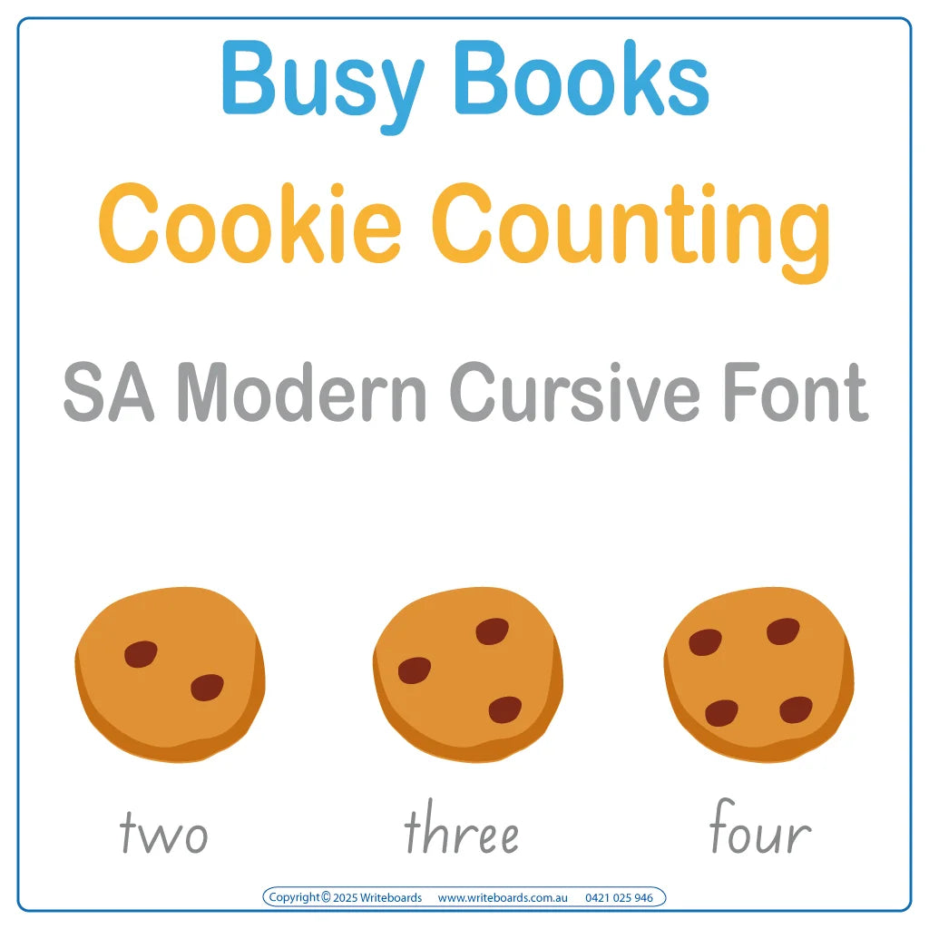 SA Modern Cursive Font Counting Busy Book has 21 pages of hands-on activities to teach numbers